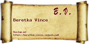 Beretka Vince névjegykártya